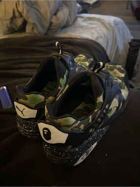 Bape Camo Athletic Slip-On Sneakers - Green, Black & White